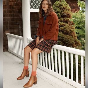 Madewell The Regan Boot Tan Leather - Heeled Chelsea Boot Style Pull-On Size 8.5
